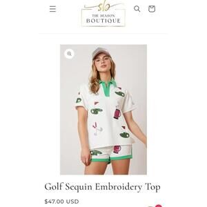 Fantastic Fawn Boutique Women’s Sequined Golf Shirt size Large